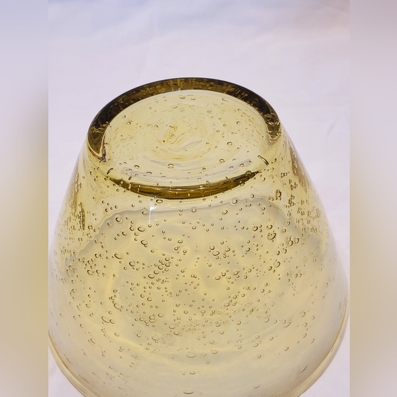 Vintage Hand Blown Bubble Art Glass Medium Amber Bowl - Picture 7 of 8